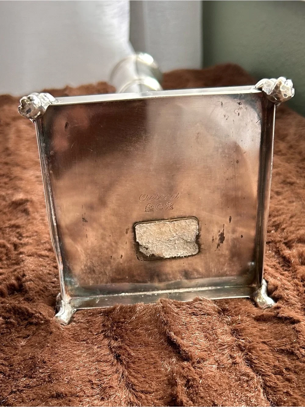Crescent Silverware Silver plate Art Deco Single Candlestick Holder Square Base